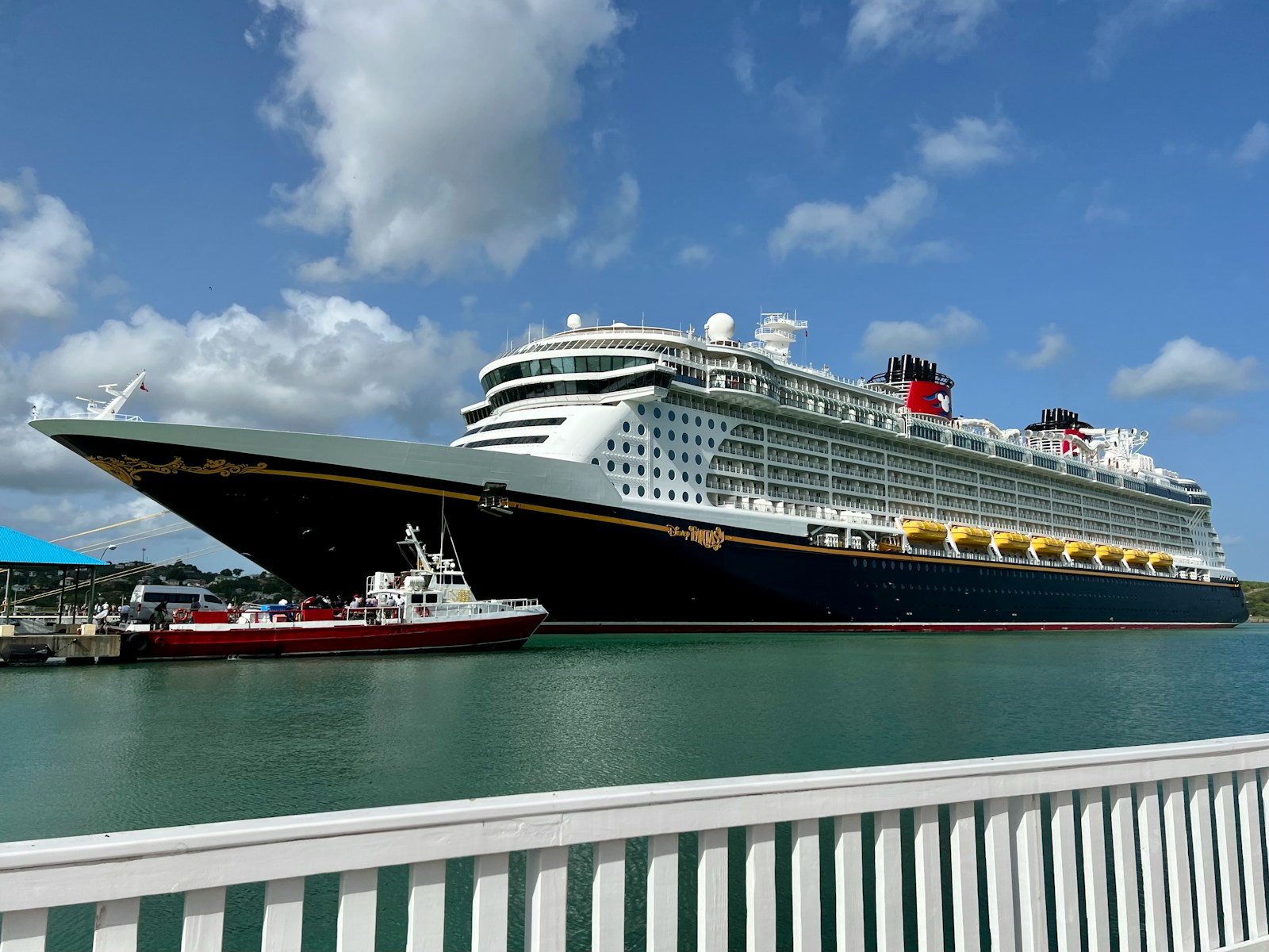 a large cruise ship docked